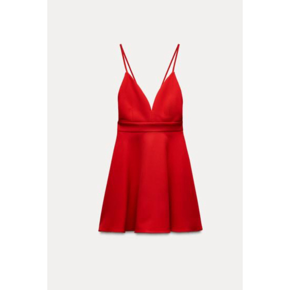 Zara BACK JEWEL BOW MINI DRESS Red Dress, Size S &‎ Lg Available - Picture 1 of 5